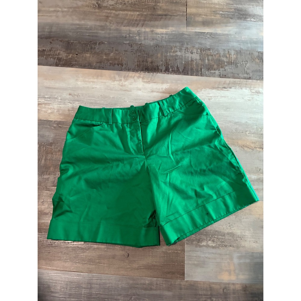 Worthington Modern Fit Green Cuffed Dress Shorts Womens 12 Emerald Flat Front